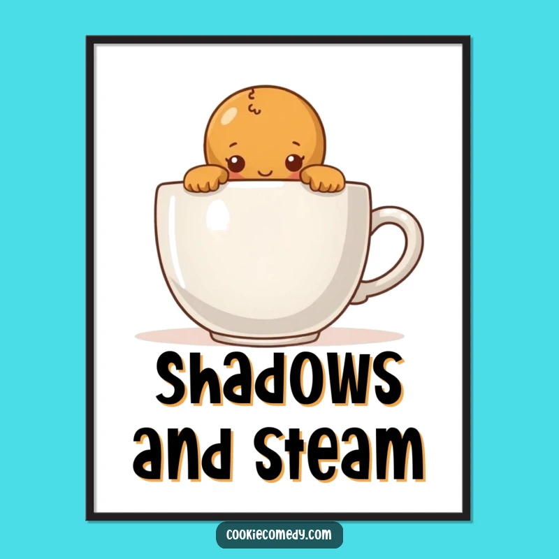 Funny Shy Gingerbread Digital Art: Introvert Coffee Print, Instant Funny Gift Download