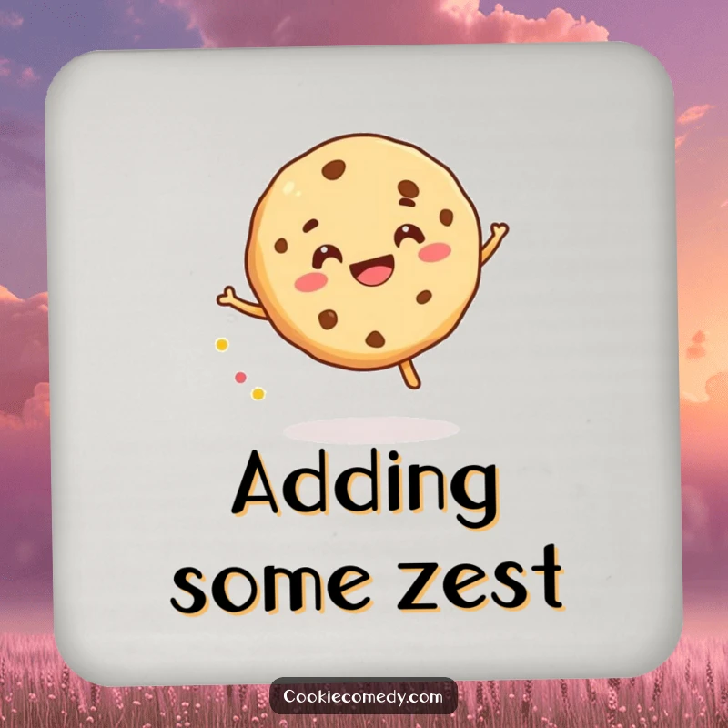 Funny drink coasters with a cookie character gleefully bouncing a sprinkle, offering excellent surface protection with a playful and humorous design.