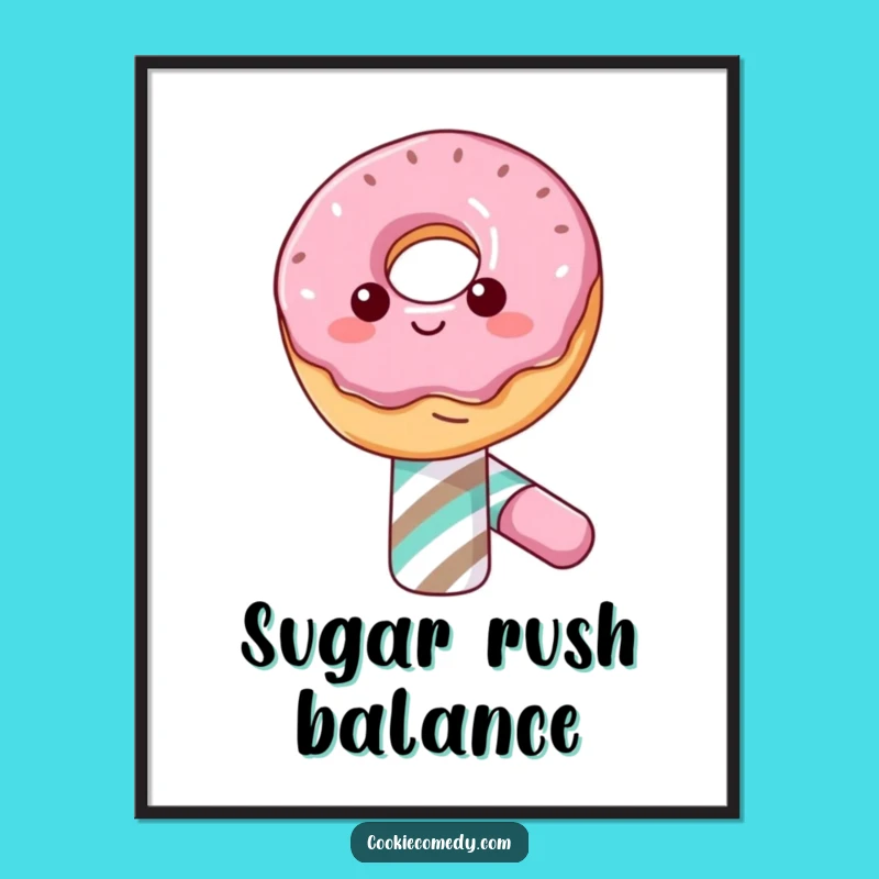 Funny Donut Candy Cane Poster: Whimsical Dessert Art, Perfect Funny Gift for Walls