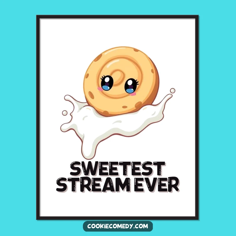 Funny Swirl Cookie Poster: Whimsical Milk Slide Art, Perfect Funny Gift for Walls