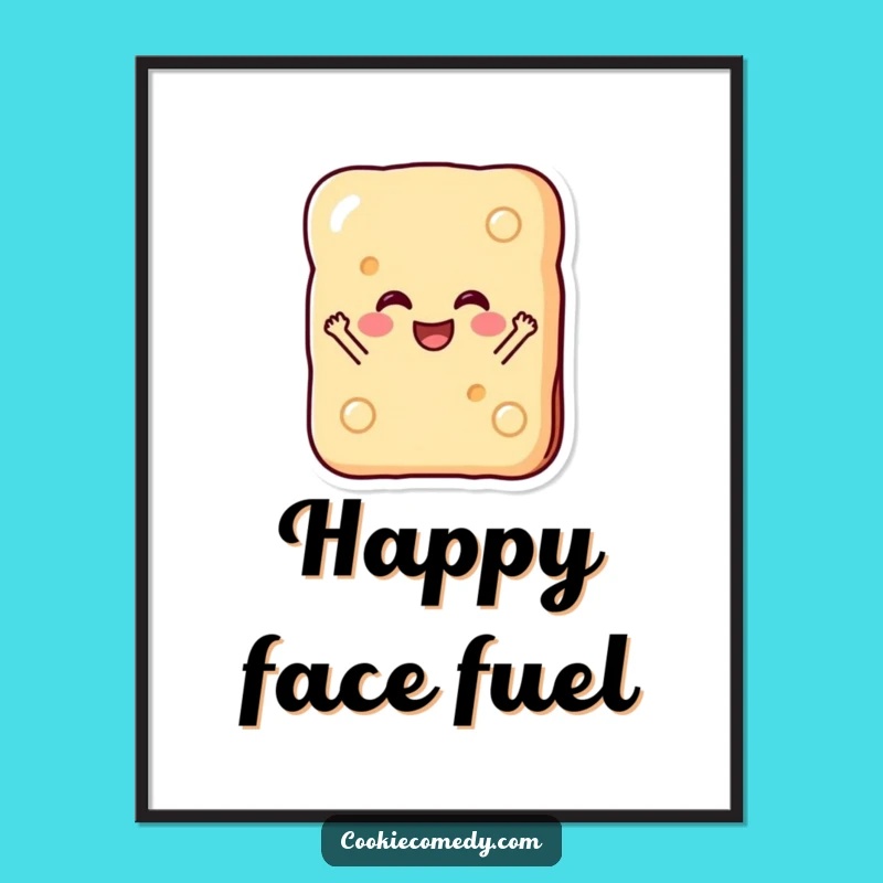 Funny Biscuit Poster: Vibrant Art of a Gleeful Cookie Character, Perfect Wall Art Gift