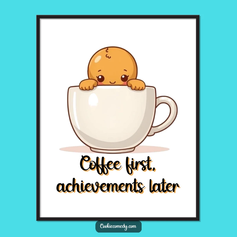 Free Printable Wall Art: Shy Gingerbread & Coffee - Funny Downloadable Art for Your Home