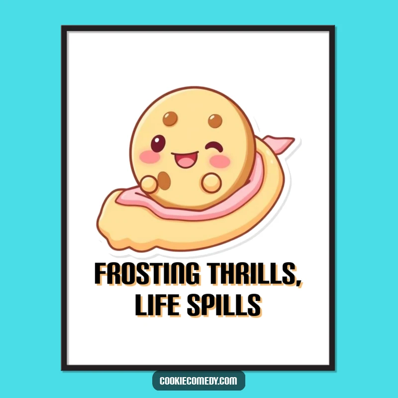 Free Printable Wall Art: Frosting Slide Cookie, Playful & Funny Downloadable Decor for a Sweet Kitchen