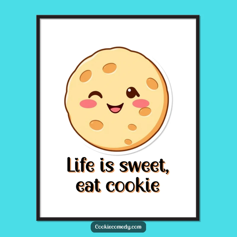Free Printable Wall Art: Winking Cookie Character, Whimsical & Funny Downloadable Decor for Kitchen Vibes