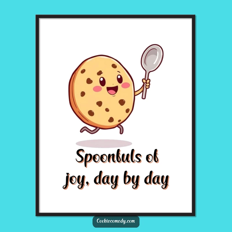 Free Printable Wall Art: Dancing Cookie & Spoon, Playful & Funny Downloadable Decor for a Cheerful Home