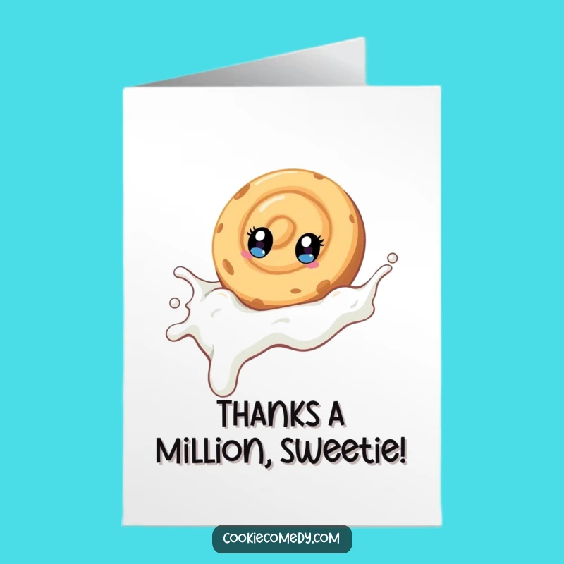 Free Printable Thank You Cookie Card - Swirly Milk Slide Funny Downloadable Greeting