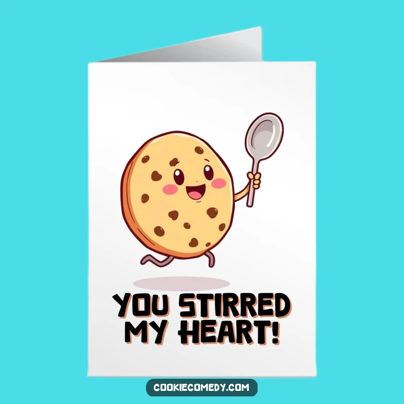 Free Printable Thank You Card: Dancing Cookie & Spoon, Whimsical Humorous Downloadable Gratitude Gift