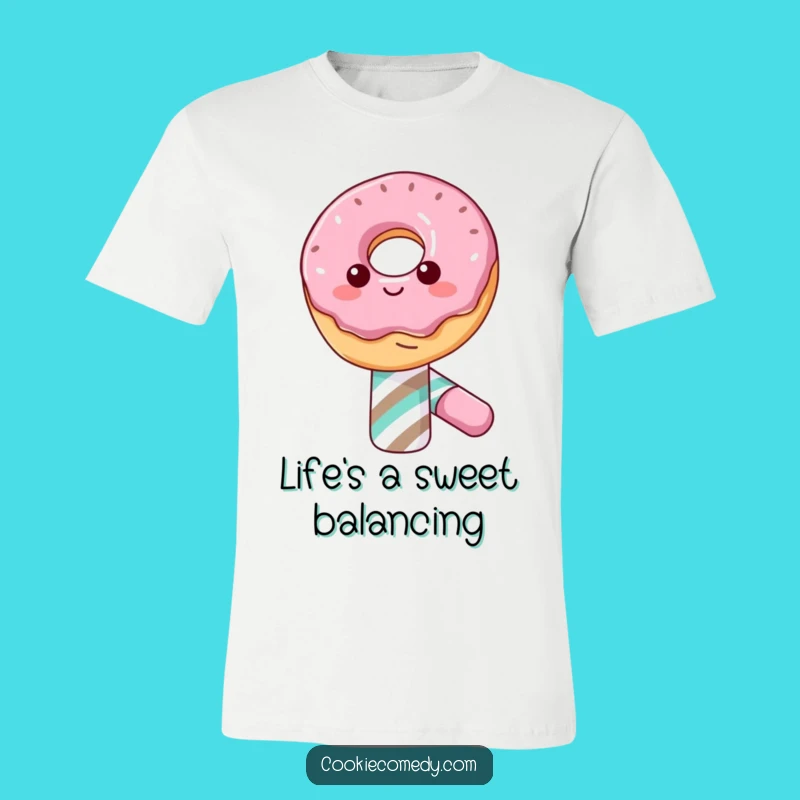 Funny Donut Candy Cane T-Shirt: Sweet Balance Act, Hilarious Gift for Dessert Fans