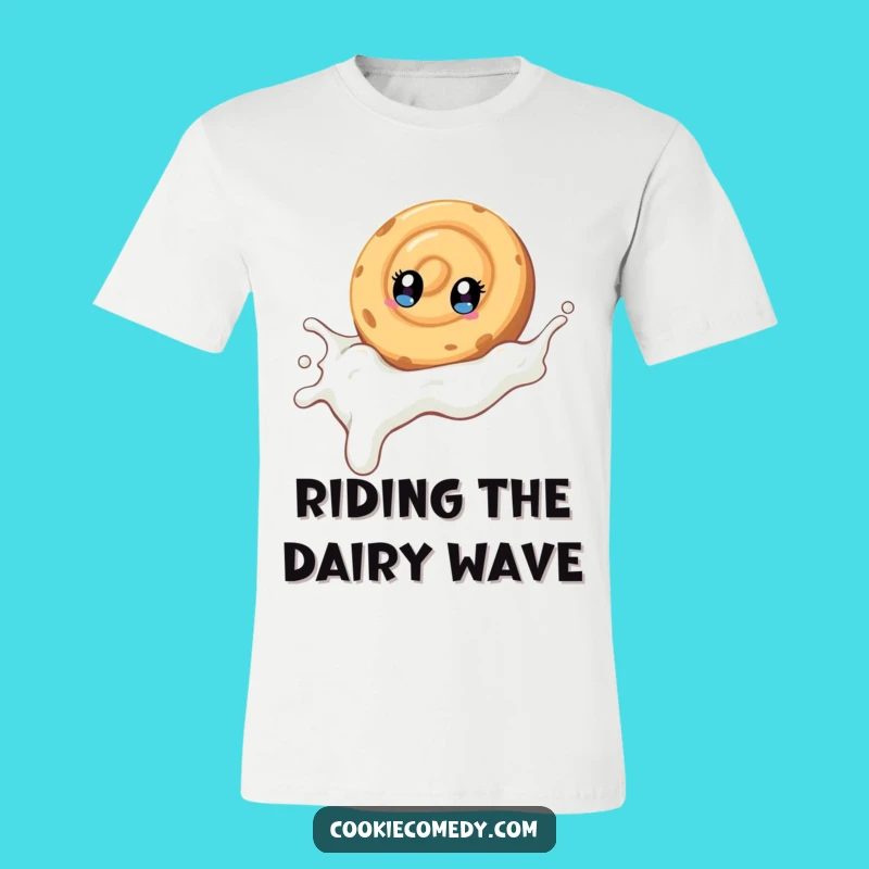 Funny Swirl Cookie T-Shirt: Milk Stream Adventure, Hilarious Gift for Cookie Fans
